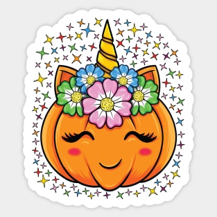 Unicorn Pumpkin Halloween Cute Thanksgiving Girls Party Gift Sticker
